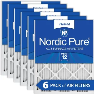 20X20X1 MERV 12 Pleated AC Furnace Air Filters 6 Pack