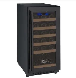 Allavino 15" Wide 30 Bottle Single Zone Black Wine Refrigerator