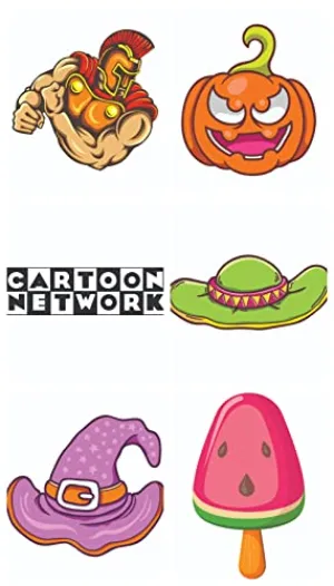 Bhai Please Gladiator, Pumpkin, Cartoon Network, Hat, Witch Cap and Watermelon Icecream Wooden Fridge Magnet (Pack of 6 pcs, one pc Each Design)