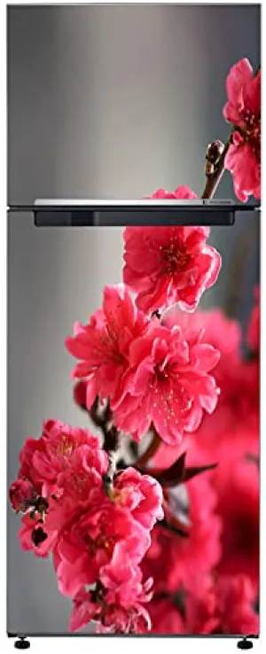 Byteon Decorative Beautiful red Flowers Abstract Extra lardge Fridge Sticker for Fridge Decor (PVC Vinyl Multicolor) fd384