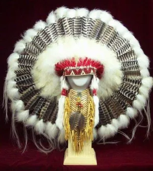 Native American Style Made Barred Turkey Warbonnet