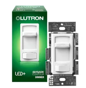 Skylark Contour LED  Dimmer Switch for LED and Incandescent Bulbs, 150-Watt/Single-Pole or 3-Way, White (CTCL-153PR-WH)