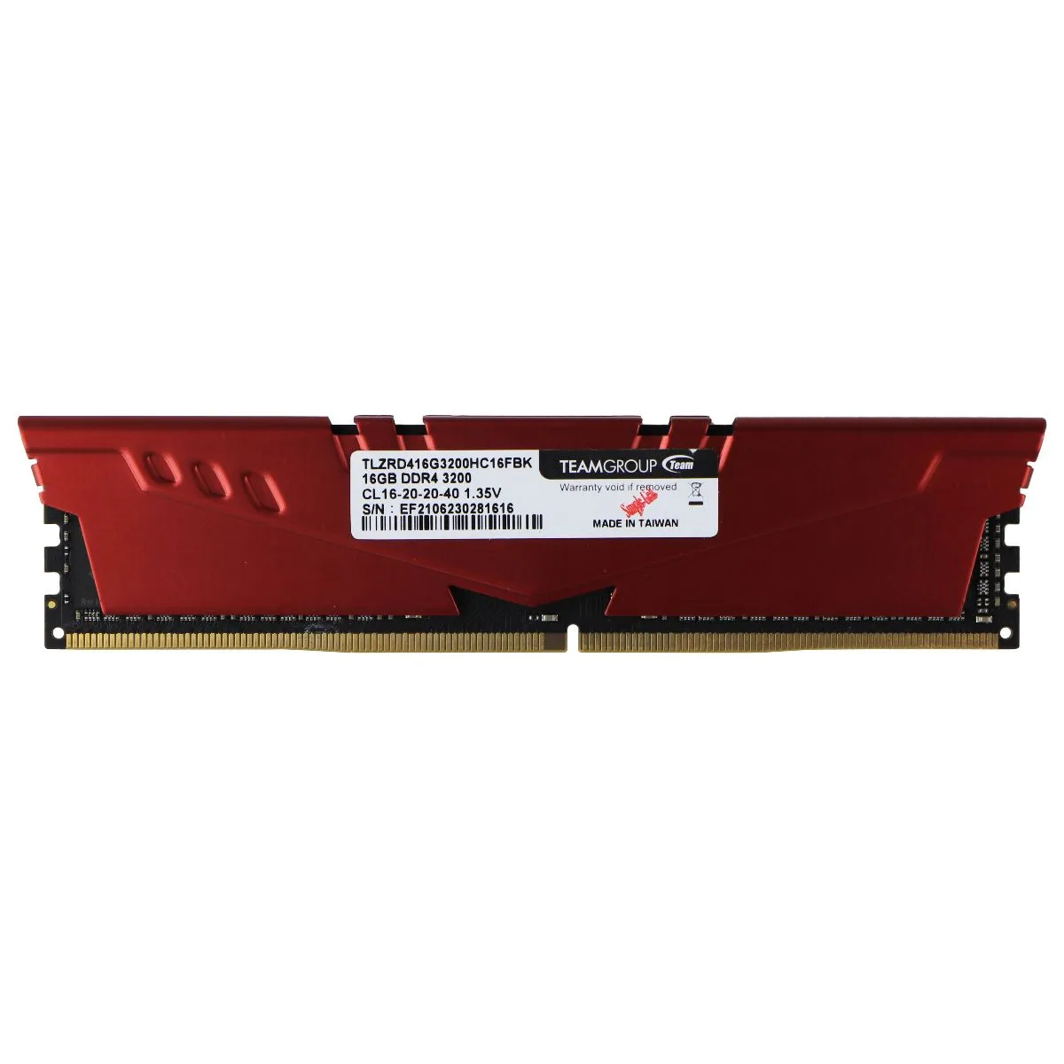 TeamGroup T-Force Vulcan Z (16GB) DDR4-3200 RAM (TLZRD416G3200HC16FBK) - Red