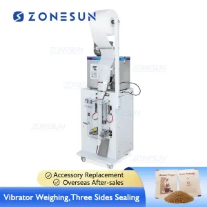 ZONESUN Food Coffee Bean Grain Automatic Weighing Packaging Machine Powder Bag Three Side Seal Filling Machine With Date Printer